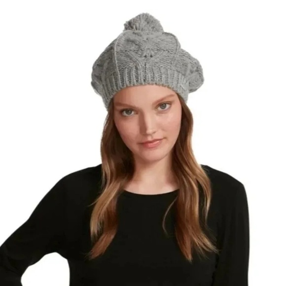 Steve Madden Cable-Knit Grey Beret - Picture 1 of 4